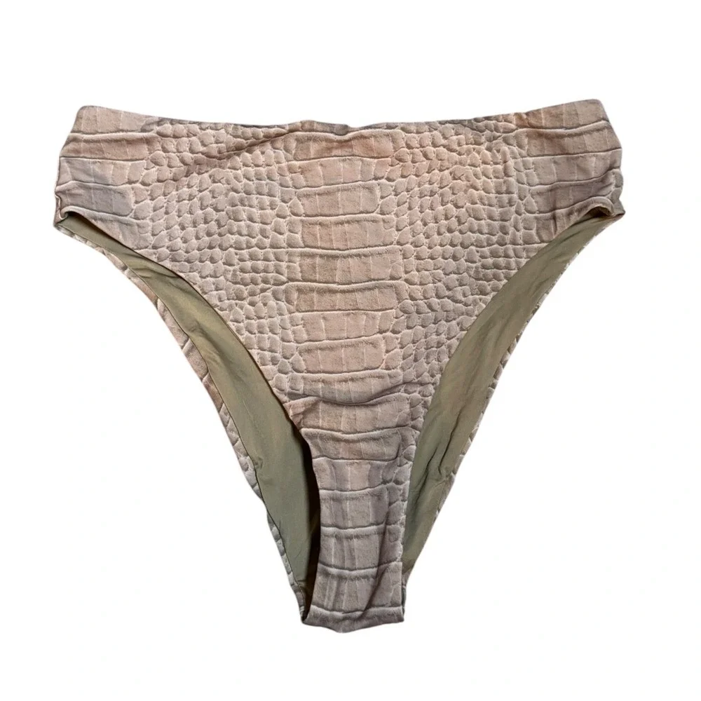 SKIMS Signature Swim Mid Waist Bottom Dune Crocodile Print Women's Medium
